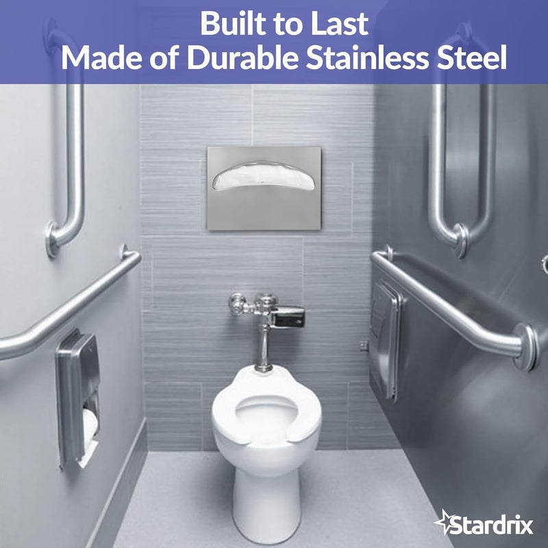 stardrix Stainless Steel Toilet Seat Cover Dispenser, Wall Mount Single or 1/2 Fold Large Capacity Toilet Seat Covers Holder for Commercial and Residential, Brushed - Image 2